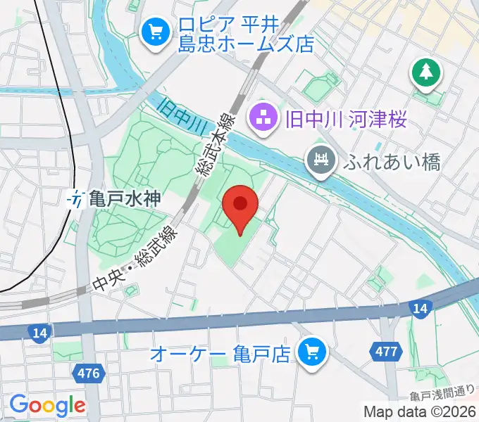 亀戸運動公園少年野球場の地図