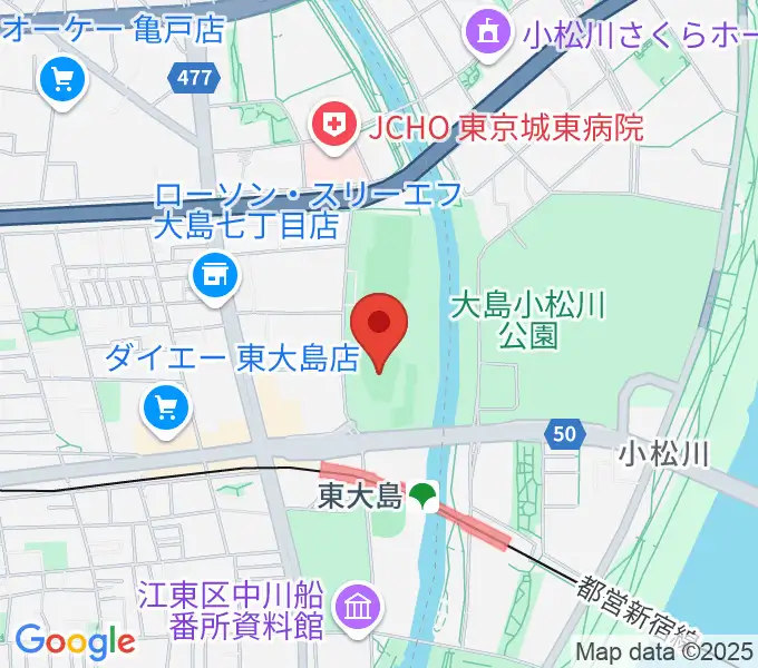 大島小松川公園小野球場の地図
