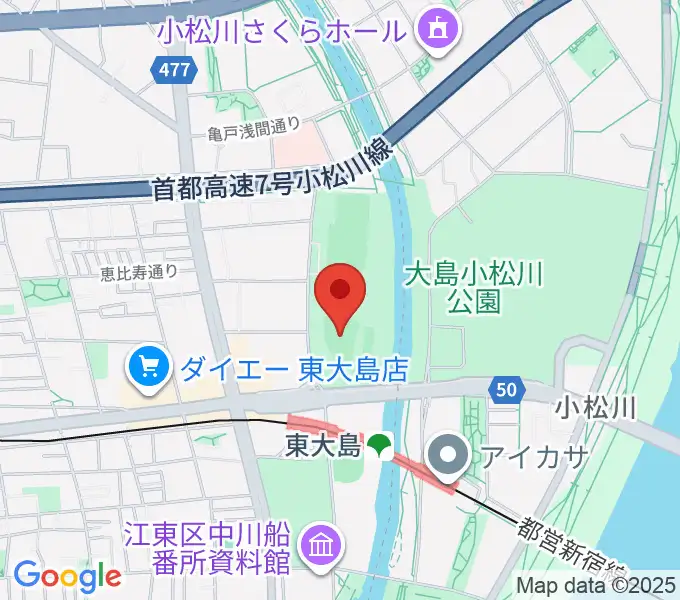 大島小松川公園小野球場の地図