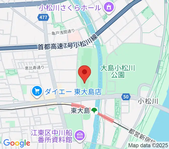 大島小松川公園小野球場の地図