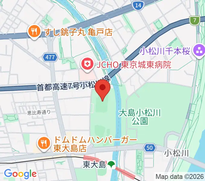 大島小松川公園サッカー場の地図