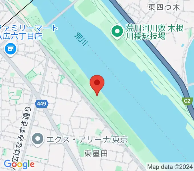 荒川四ツ木橋緑地少年サッカー場の地図