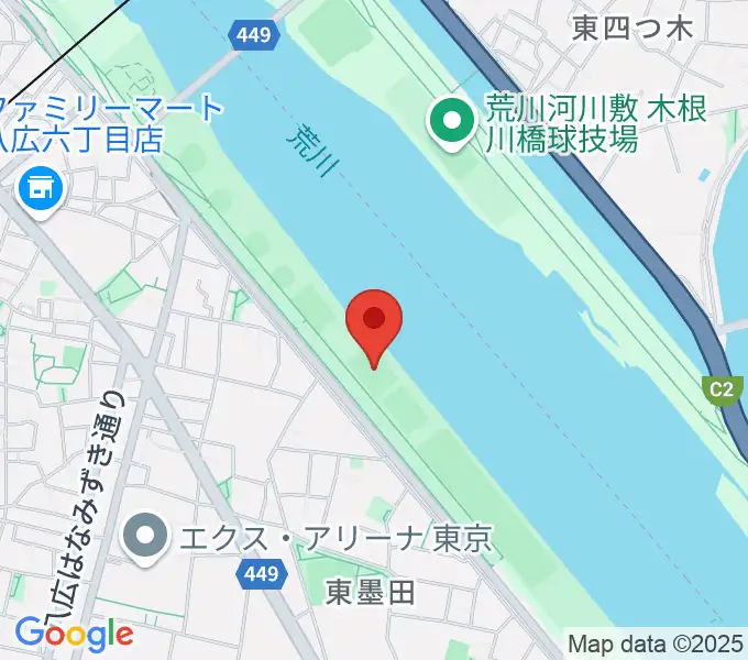 荒川四ツ木橋緑地少年サッカー場の地図
