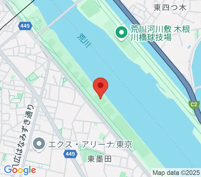 荒川四ツ木橋緑地少年サッカー場の地図