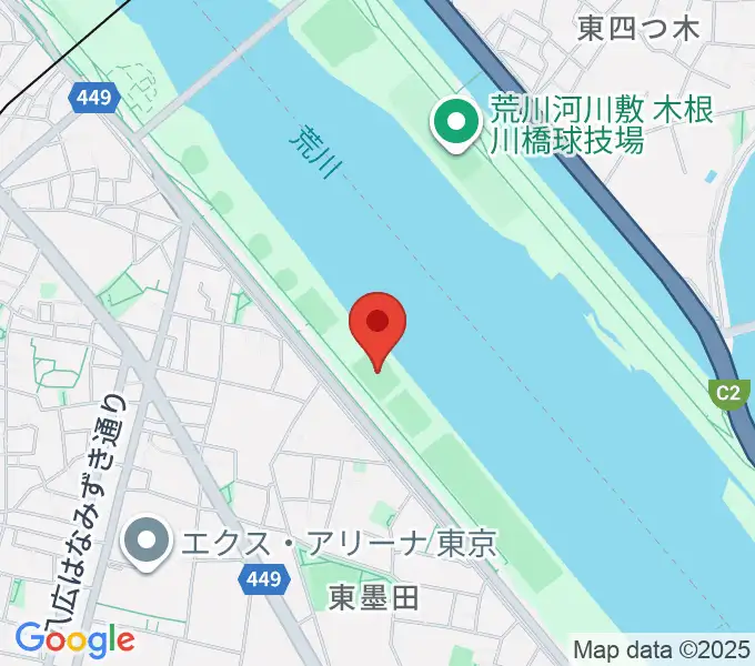 荒川四ツ木橋緑地少年サッカー場の地図