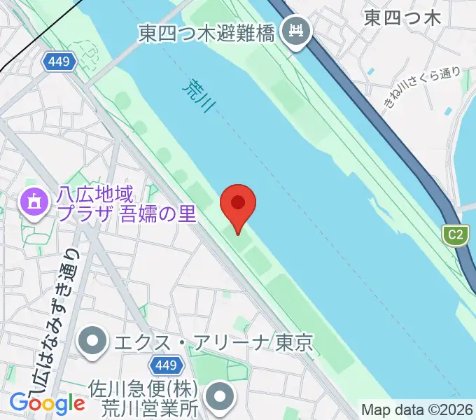 荒川四ツ木橋緑地少年サッカー場の地図