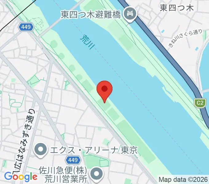 荒川四ツ木橋緑地少年サッカー場の地図