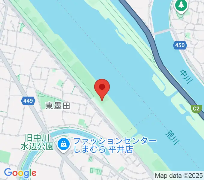 荒川四ツ木橋緑地少年野球場の地図