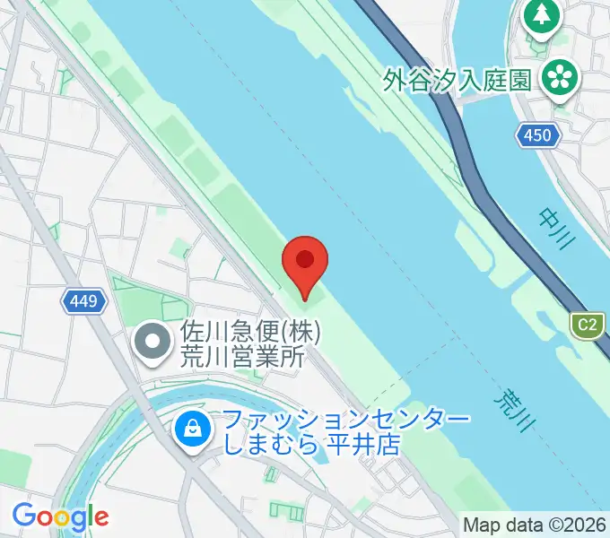 荒川四ツ木橋緑地少年野球場の地図