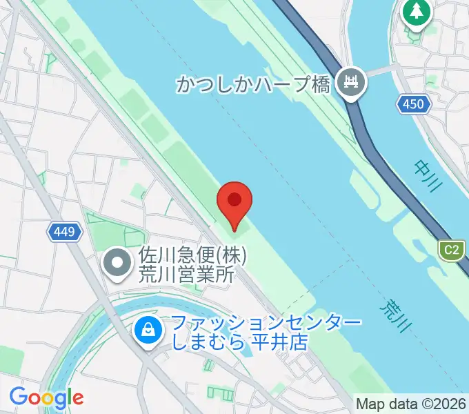 荒川四ツ木橋緑地少年野球場の地図