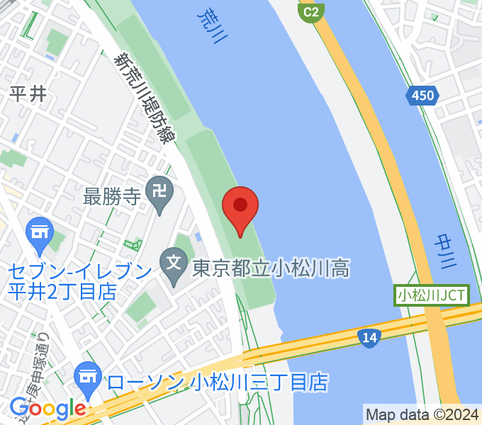小松川橋上流野球場の場所