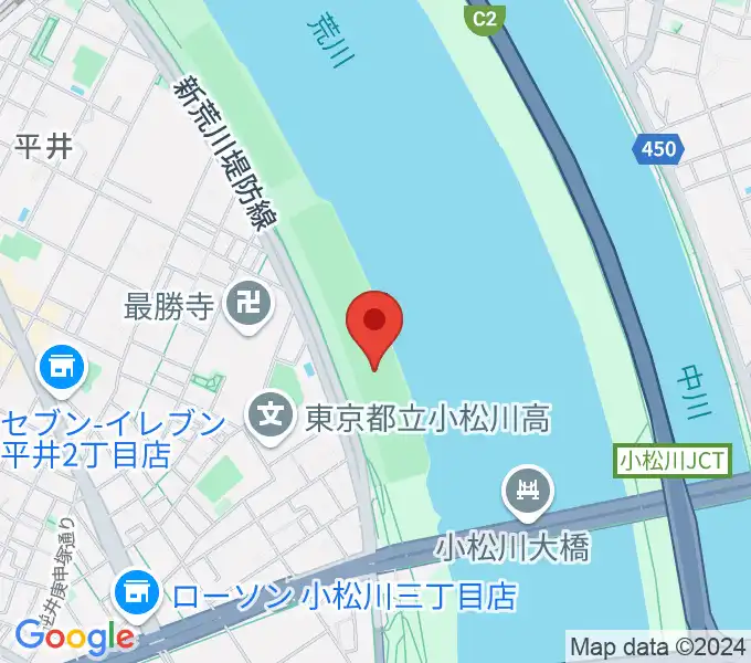 小松川橋上流野球場の地図