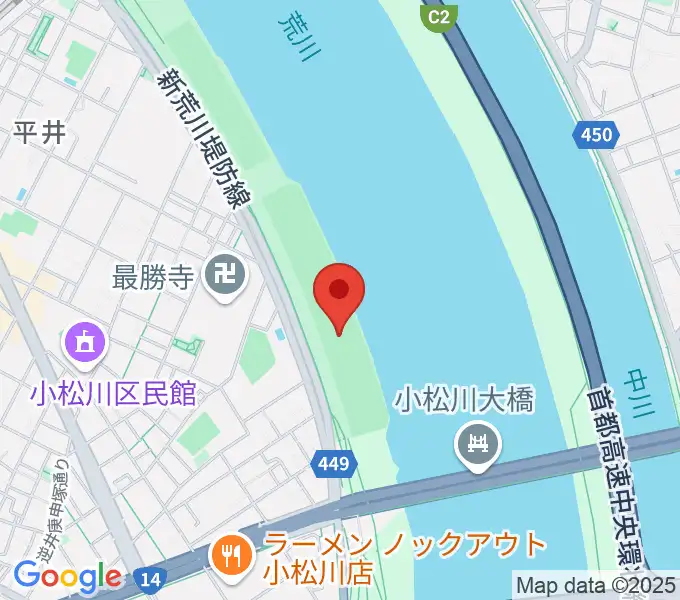 小松川橋上流野球場の地図