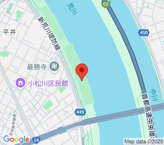小松川橋上流野球場の地図