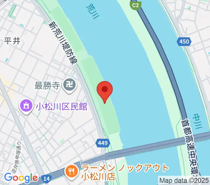 小松川橋上流野球場の地図