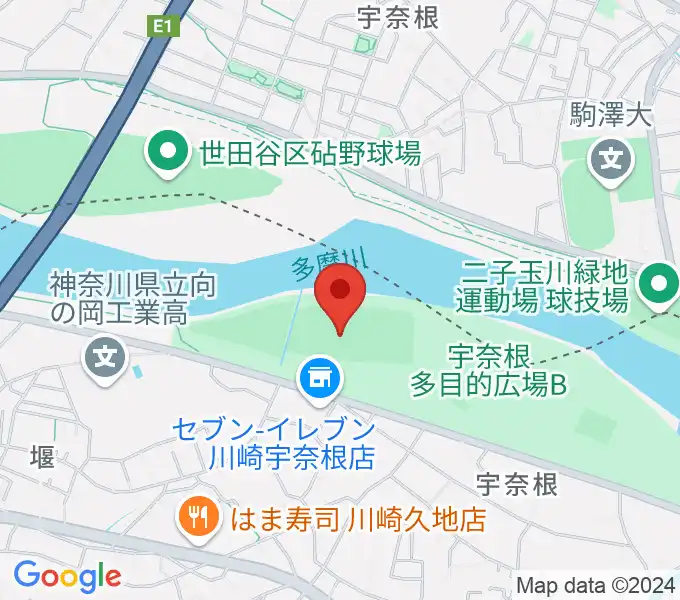 宇奈根野球場の地図