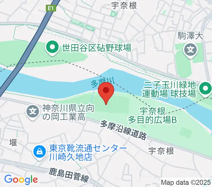 宇奈根野球場の地図