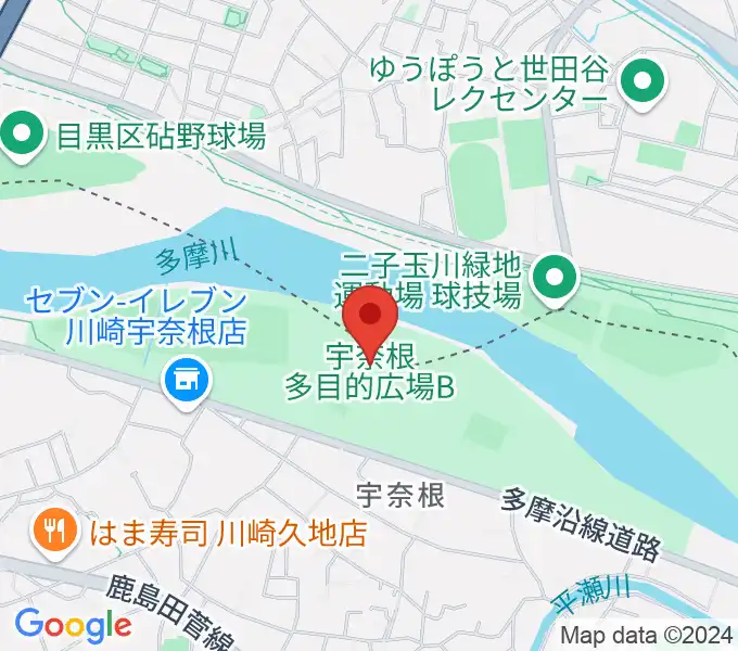 宇奈根多目的広場の地図