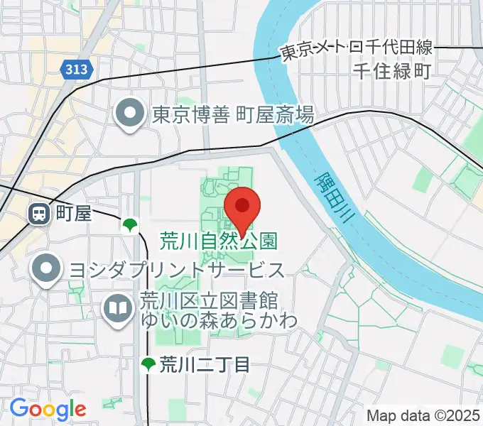 荒川自然公園野球場の地図