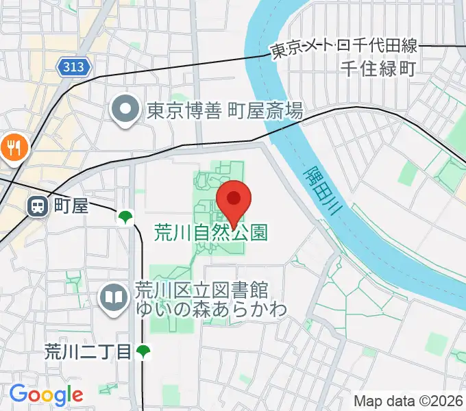 荒川自然公園野球場の地図