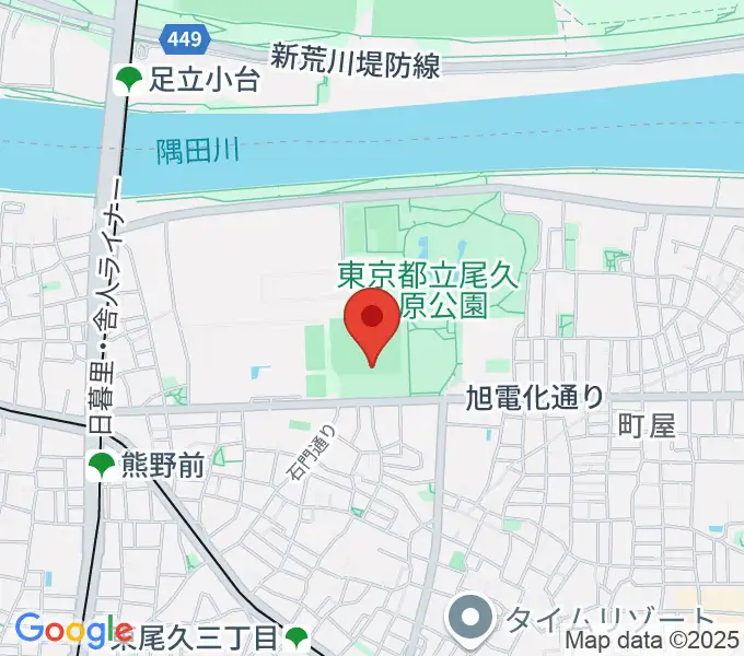 東尾久運動場多目的広場の地図