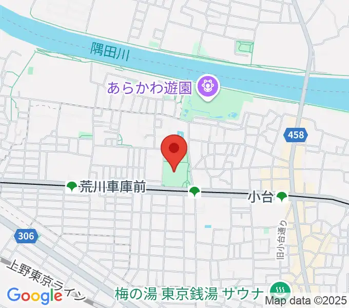 あらかわ遊園運動場の地図