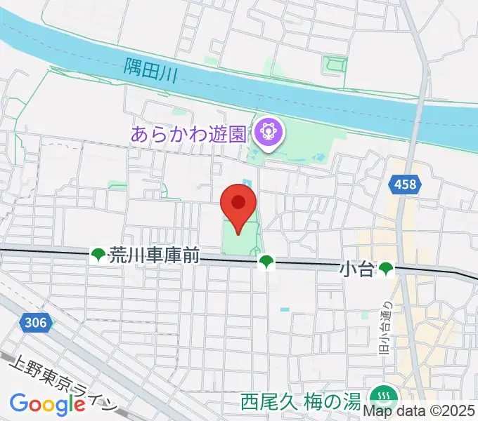 あらかわ遊園運動場の地図