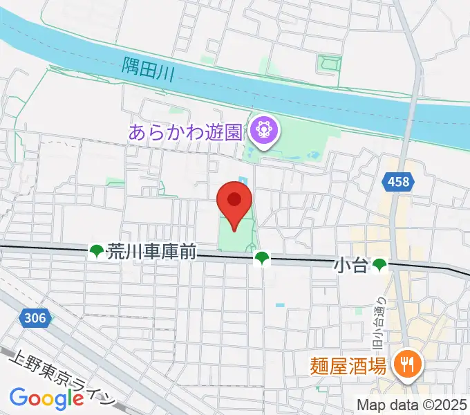 あらかわ遊園運動場の地図