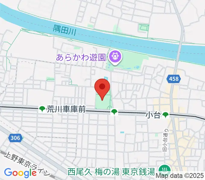 あらかわ遊園運動場の地図