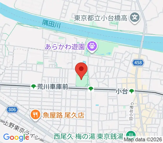 あらかわ遊園運動場の地図