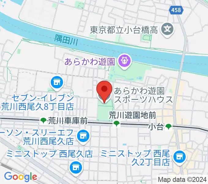 あらかわ遊園スポーツハウスの地図