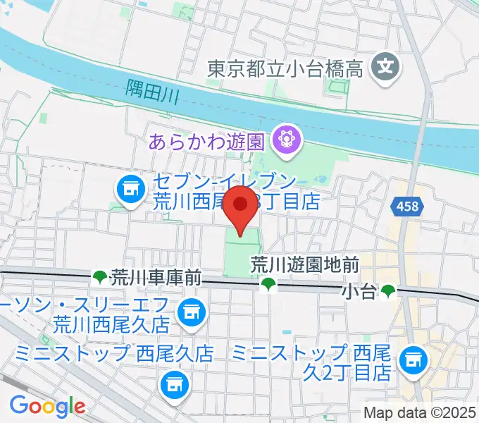 あらかわ遊園スポーツハウスの地図