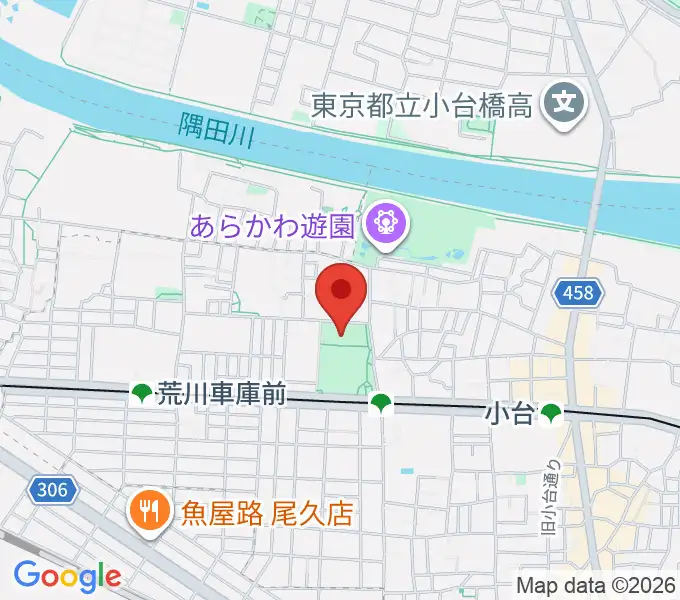あらかわ遊園スポーツハウスの地図