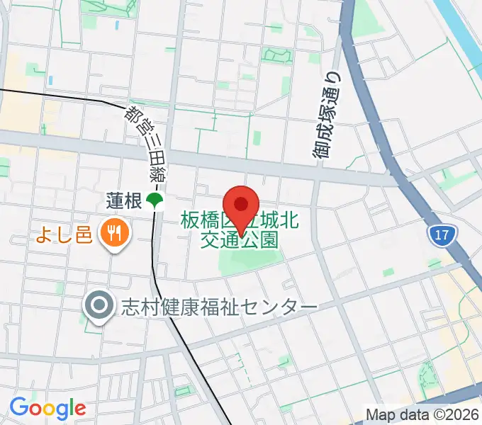 板橋区立城北野球場の地図
