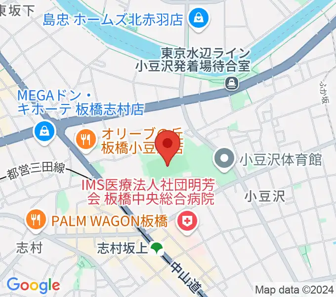 小豆沢野球場の地図