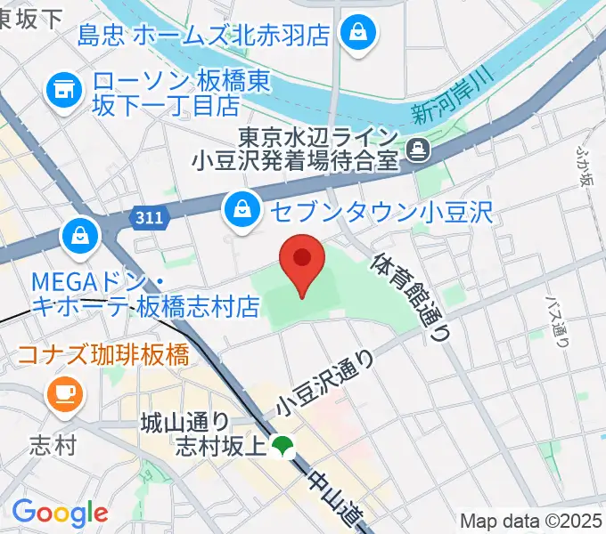 小豆沢野球場の地図