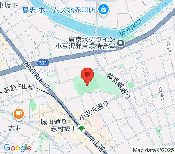 小豆沢野球場の地図