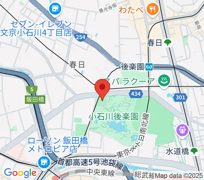 後楽公園少年野球場の地図