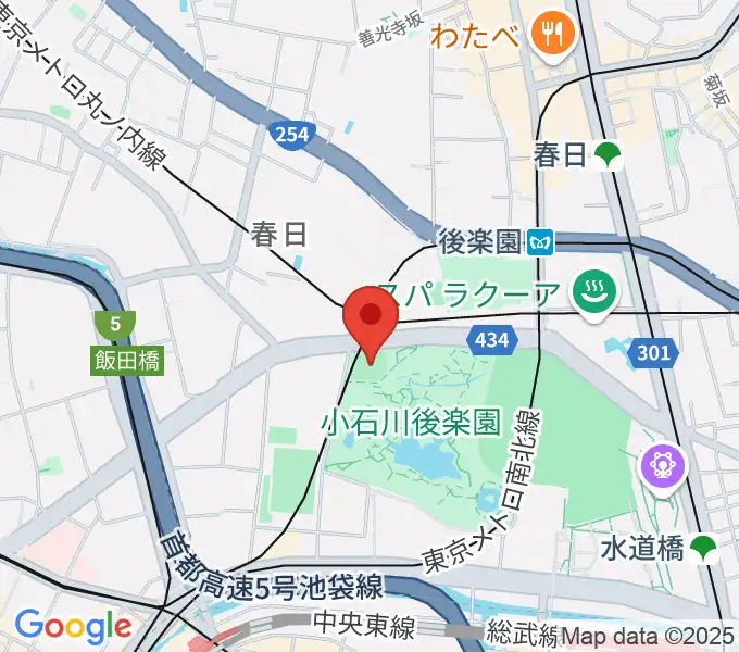 後楽公園少年野球場の地図