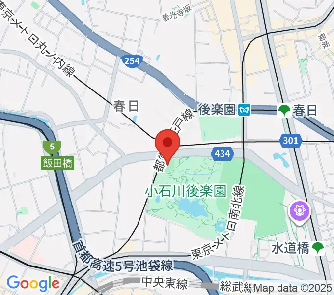 後楽公園少年野球場の地図