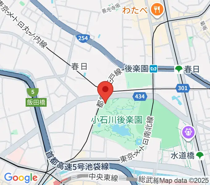 後楽公園少年野球場の地図