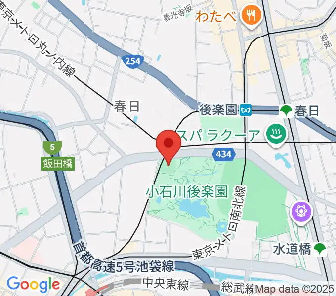 後楽公園少年野球場の地図