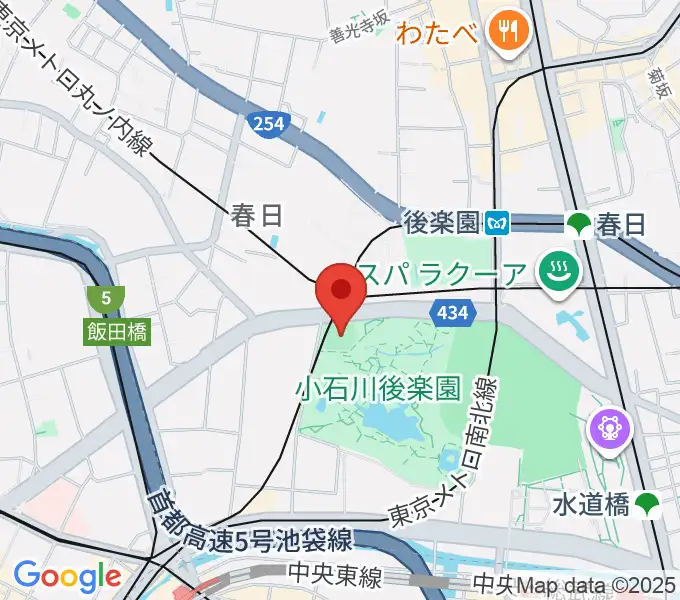 後楽公園少年野球場の地図