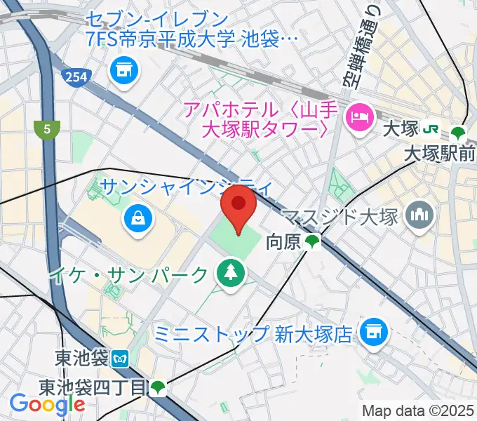 豊島区総合体育場野球場の地図