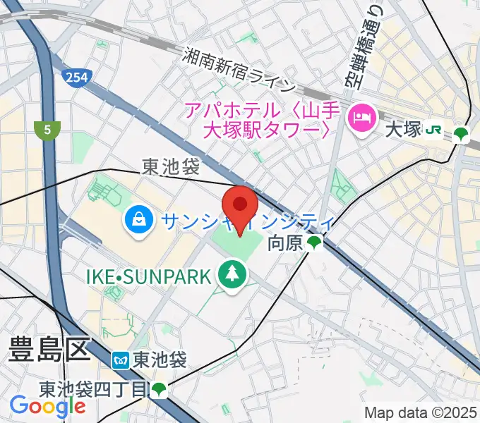 豊島区総合体育場野球場の地図
