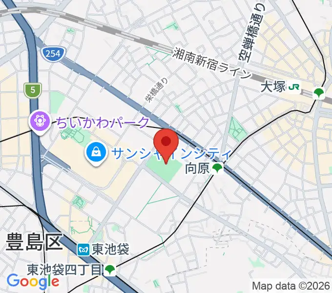 豊島区総合体育場野球場の地図