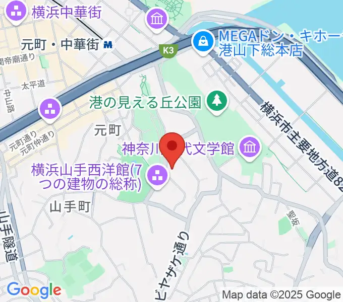 山手資料館の地図
