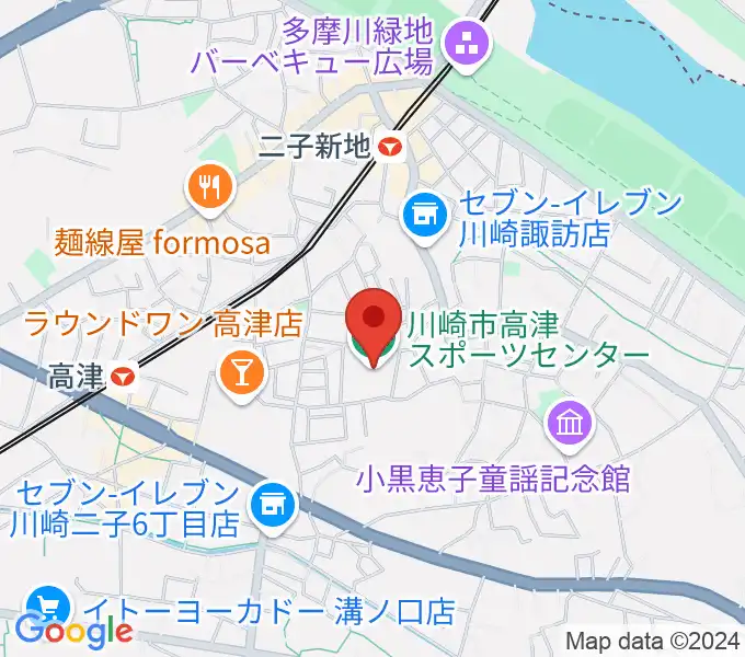 川崎市高津スポーツセンターの地図