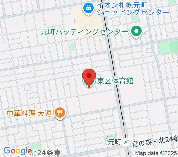 札幌市東区体育館の地図