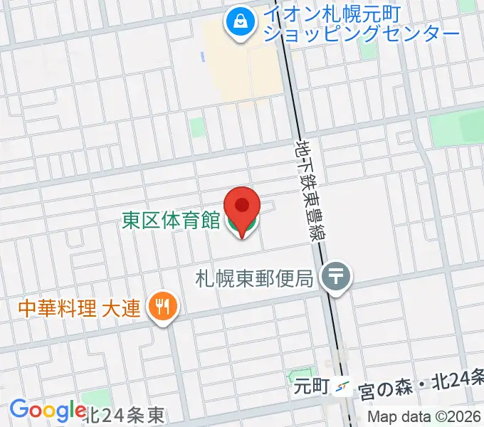 札幌市東区体育館の地図